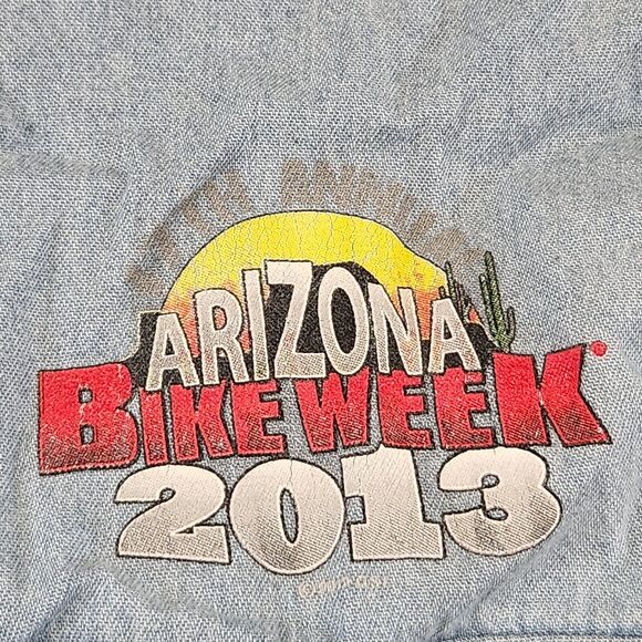 Arizona Bike Week Mens 2XL Motorcycle 2013 Distressed Denim Vest Cyclefest - Picture 8 of 15